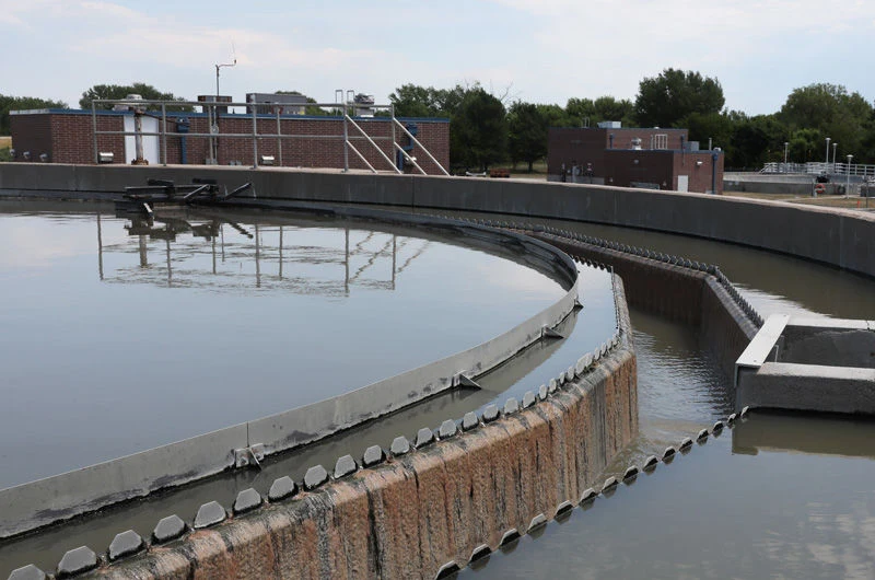 Kearny wastewater treatment plant clarifier basin