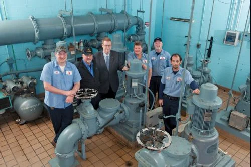 Kearny wastewater treatment team in the pump room